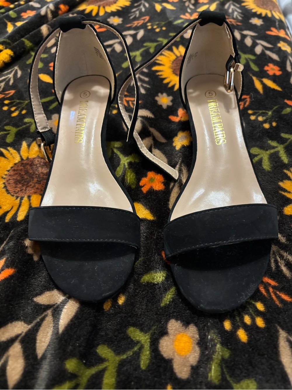 Dream Pairs Black Ankle-Strap Open-Toe Wedges